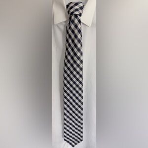 Ike Behar Navy and White Checkered Tie
